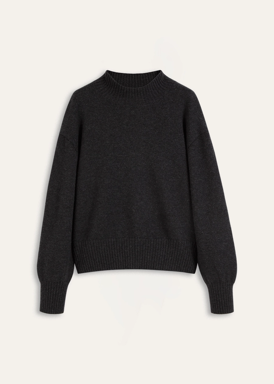 Графитовый свитер из кашемира с разрерами по бокам и на рукавах